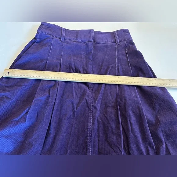 Boden Pleated Corduroy High Waist Mini Skirt Purple Women’s Size 2P Petite NWT - Picture 13 of 16